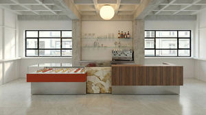 pastry shop refrigerated counter