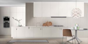 contemporary kitchen / wooden / lacquered / with integrated handle