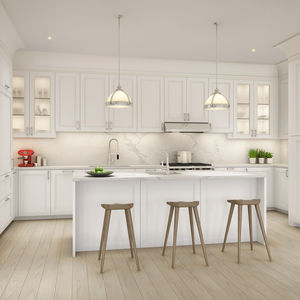 contemporary kitchen / wooden / island / L-shaped