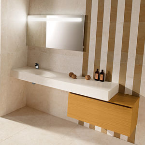 built-in washbasin / rectangular / stone / contemporary