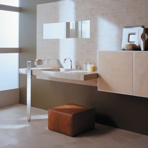 built-in washbasin / rectangular / stone / stainless steel