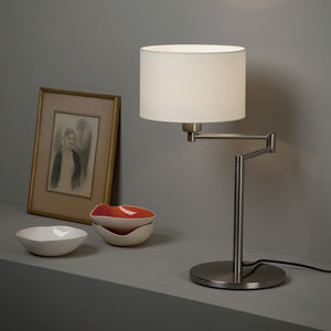 table lamp / contemporary / brass / fabric