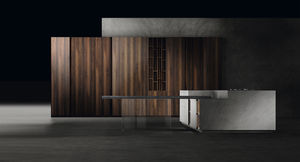 contemporary kitchen / stone / wood veneer / island
