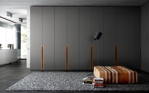 contemporary wardrobe / wooden / lacquered wood / with swing doors
