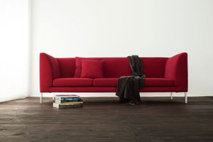 contemporary sofa / fabric / 3-seater / red