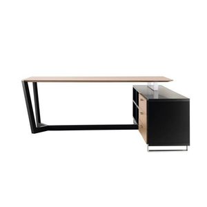 wooden desk / stainless steel / contemporary / commercial