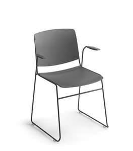 contemporary chair / stackable / sled base / with armrests