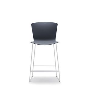 contemporary bar chair / with footrest / sled base / 100% recycled