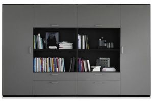 high bookcase / contemporary / for waiting rooms / wooden