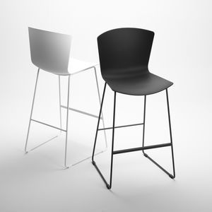 contemporary bar chair / sled base / upholstered / steel