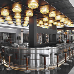 contemporary ceiling light / round / blown glass / aluminum
