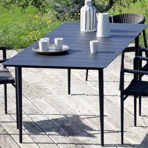 contemporary table / cast aluminum / synthetic fiber / aluminum base