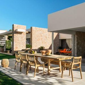 contemporary table / teak / teak base / rectangular