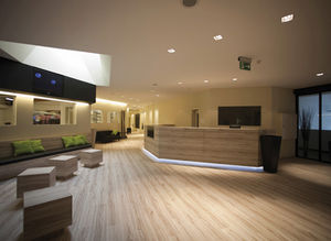 wooden reception desk