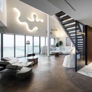 engineered parquet floor / glued / oak / birch