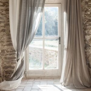 plain sheer curtain fabric / linen / washable / home