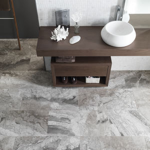 marble stone slab / polished / for interior / gray