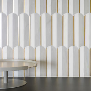 indoor mosaic tile / wall / natural stone / metal