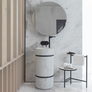 totem washbasin / circular / natural stone / metal