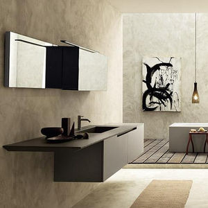 wall-hung washbasin cabinet / wooden / contemporary / with integrated cupboards