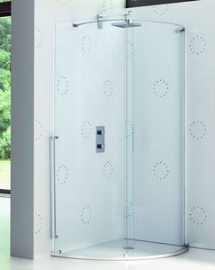 tempered glass shower cubicle / corner / with sliding door