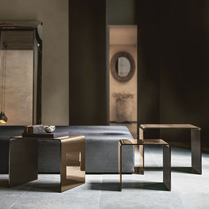 contemporary nesting tables / curved glass / curver glass base / rectangular