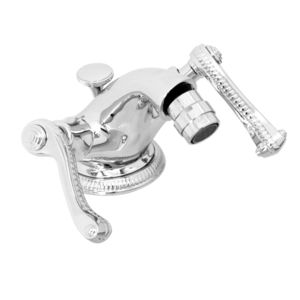 double-handle bidet mixer tap / free-standing / chromed metal / bathroom