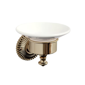 wall-mounted soap dish / metal / ceramic
