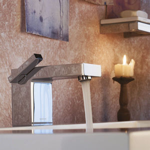 double-handle washbasin mixer tap / free-standing / chromed metal / bathroom