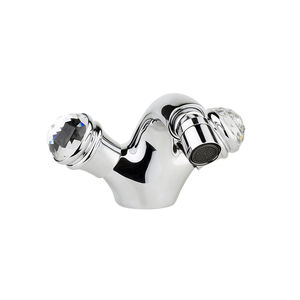 double-handle bidet mixer tap / free-standing / chromed metal / bathroom