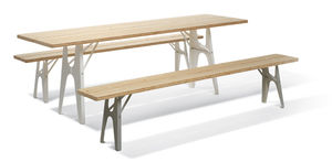 contemporary bench and table set