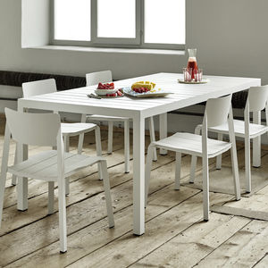 minimalist design table / lacquered aluminum / lacquered aluminum base / rectangular