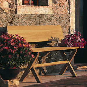 garden bench / contemporary / teak / solid wood