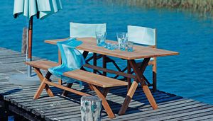 garden bench / public / contemporary / teak