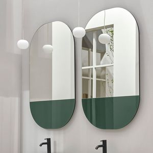 wall-mounted mirror / LED-illuminated / contemporary / oval