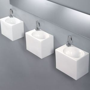 wall-mounted hand basin / rectangular / ceramic