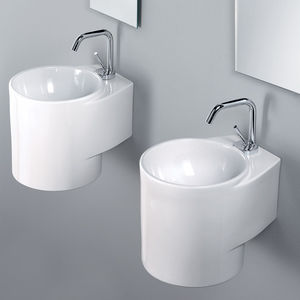 wall-mounted hand basin / round / ceramic