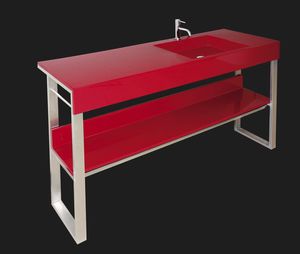 double washbasin cabinet / free-standing / stainless steel / contemporary