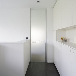 sandblasted glass door panel