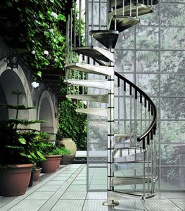 spiral staircase / steel frame / metal steps / plastic steps
