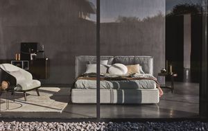 double bed / contemporary / upholstered / with headboard
