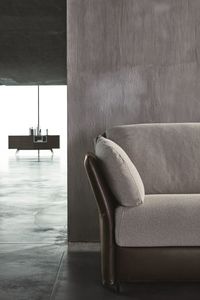 sofa bed / contemporary / fabric / leather