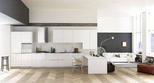 contemporary kitchen / wooden / lacquered / with integrated handle