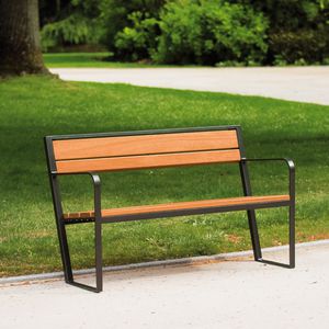 Contemporary garden bench - ROME - AREA - wooden / metal / with backrest