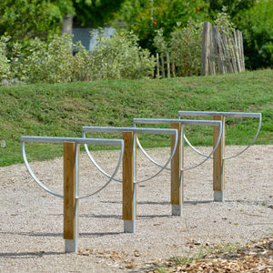 galvanized steel bike rack / wooden / for public spaces