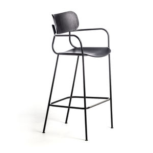 contemporary bar chair / with footrest / with armrests / ash