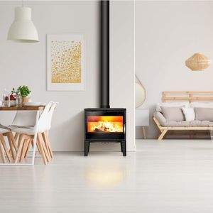 wood heating stove / cast iron / contemporary / double-combustion
