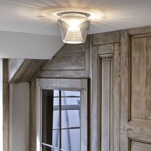 contemporary ceiling light / round / blown glass / aluminum