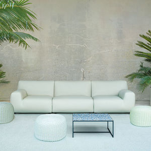 contemporary coffee table / stainless steel / square / garden