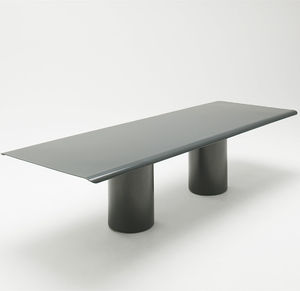 contemporary dining table / steel / rectangular / garden